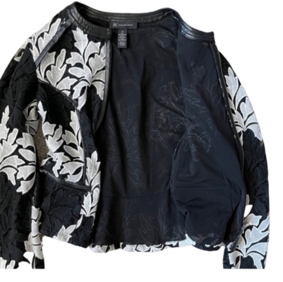 INC Lace Peplum Jacket Size M Black And White - Picture 4 of 8